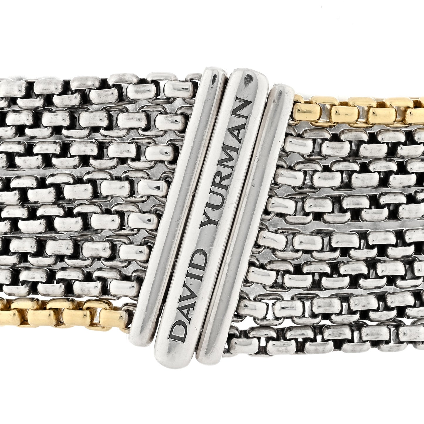 Sterling Silver 18K Yellow Gold Eight-Row Box Chain Bracelet