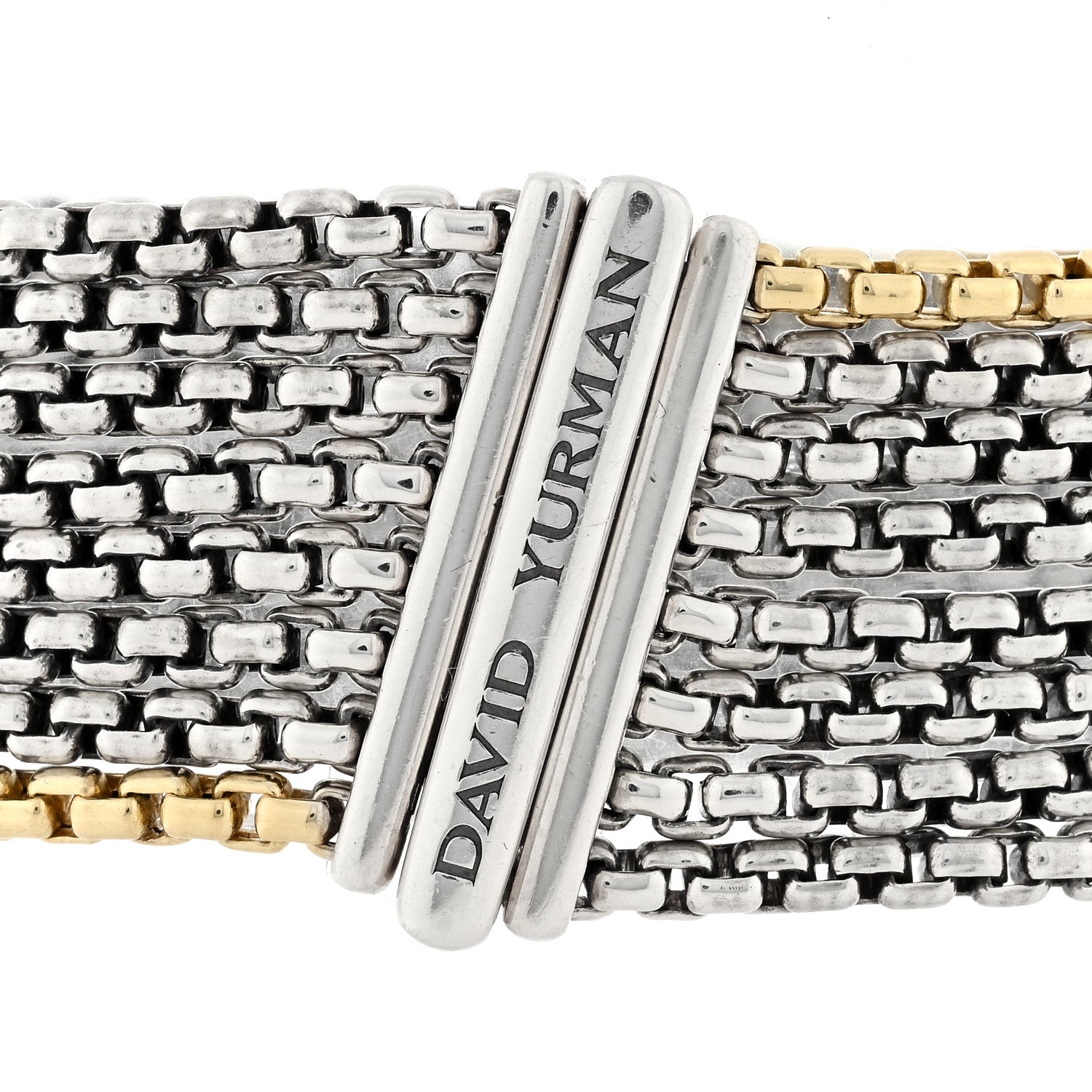 David Yurman Sterling Silver 18K Yellow Gold Eight-Row Box Chain Bracelet 3 of 3