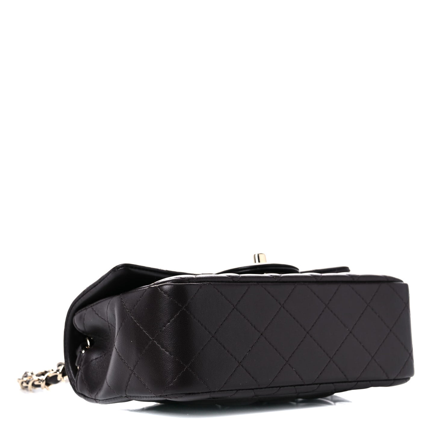 Lambskin Quilted Mini Rectangular Flap Dark Brown