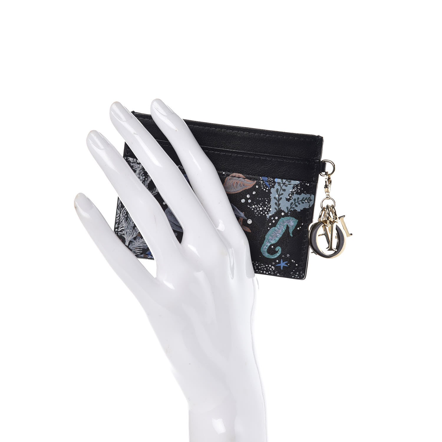 Christian Dior Calfskin Printed Nature Ballet Lady Dior Card Holder Blue 2 of 8