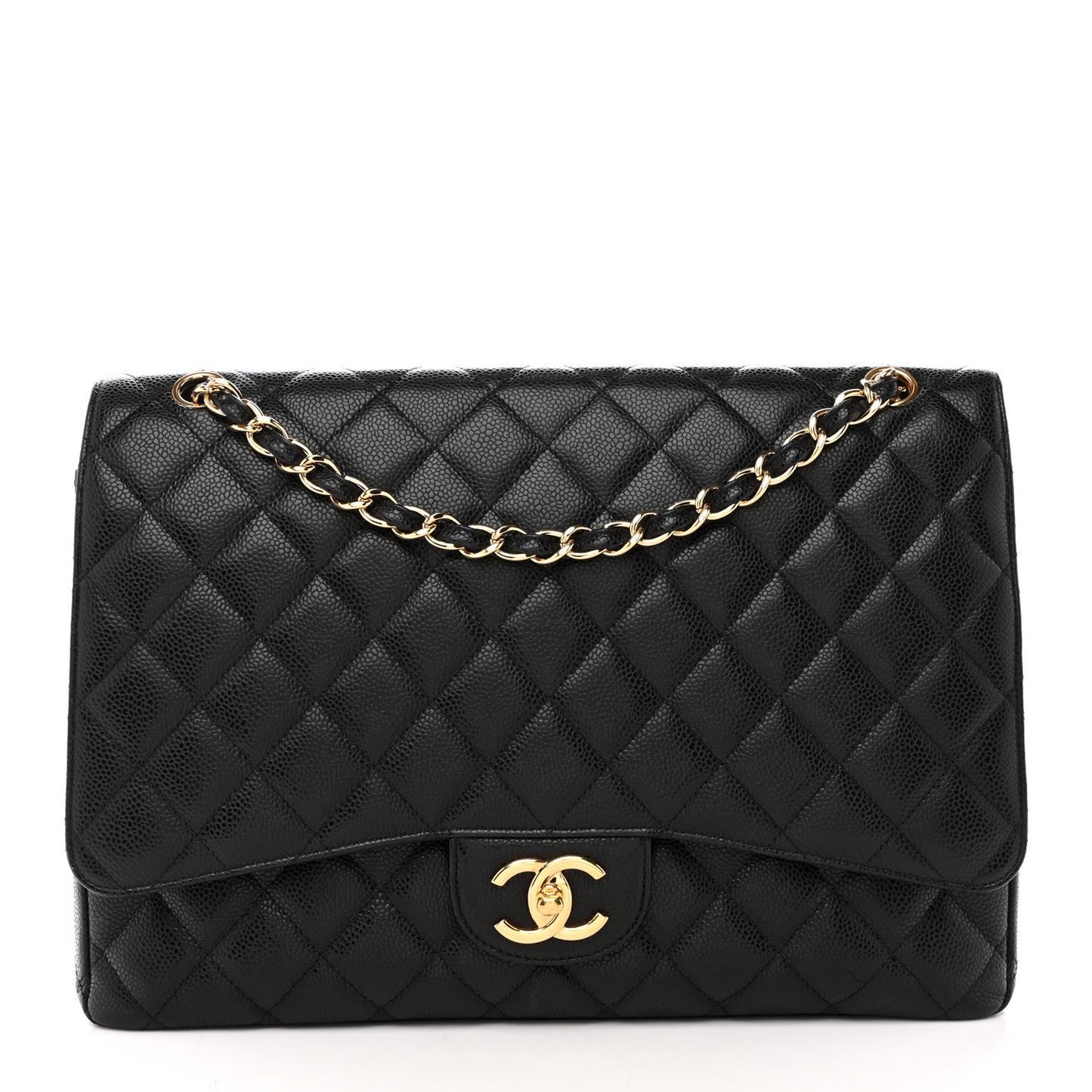 Caviar Quilted Maxi Double Flap Black