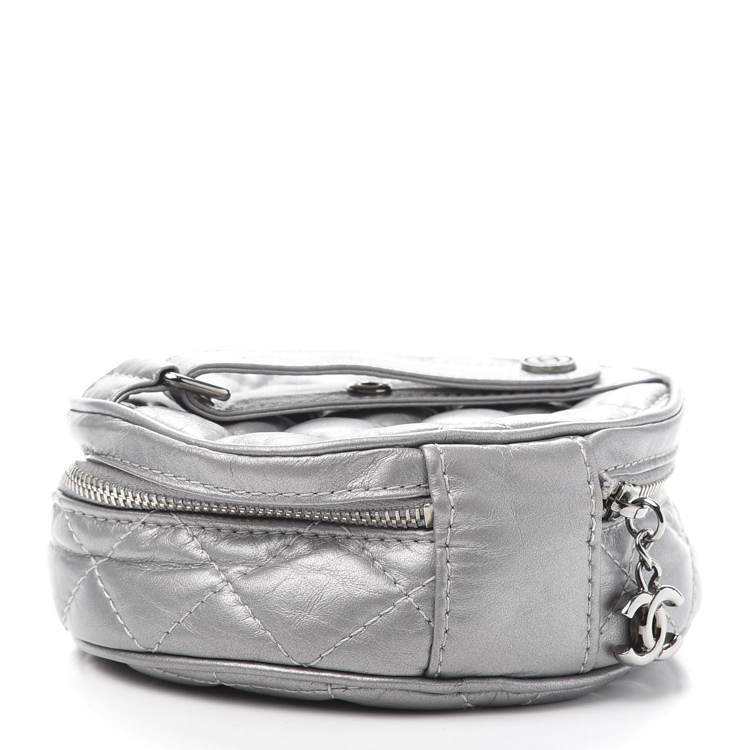 Chanel Metallic Aged Calfskin Quilted Round Bag Silver 4 of 12