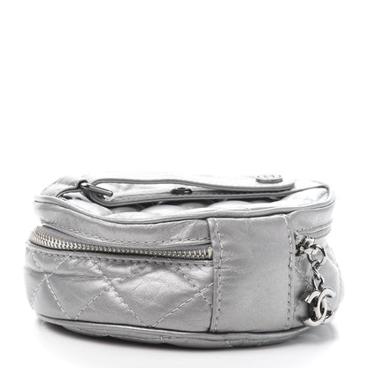 Chanel Metallic Aged Calfskin Quilted Round Bag Silver 4 of 12