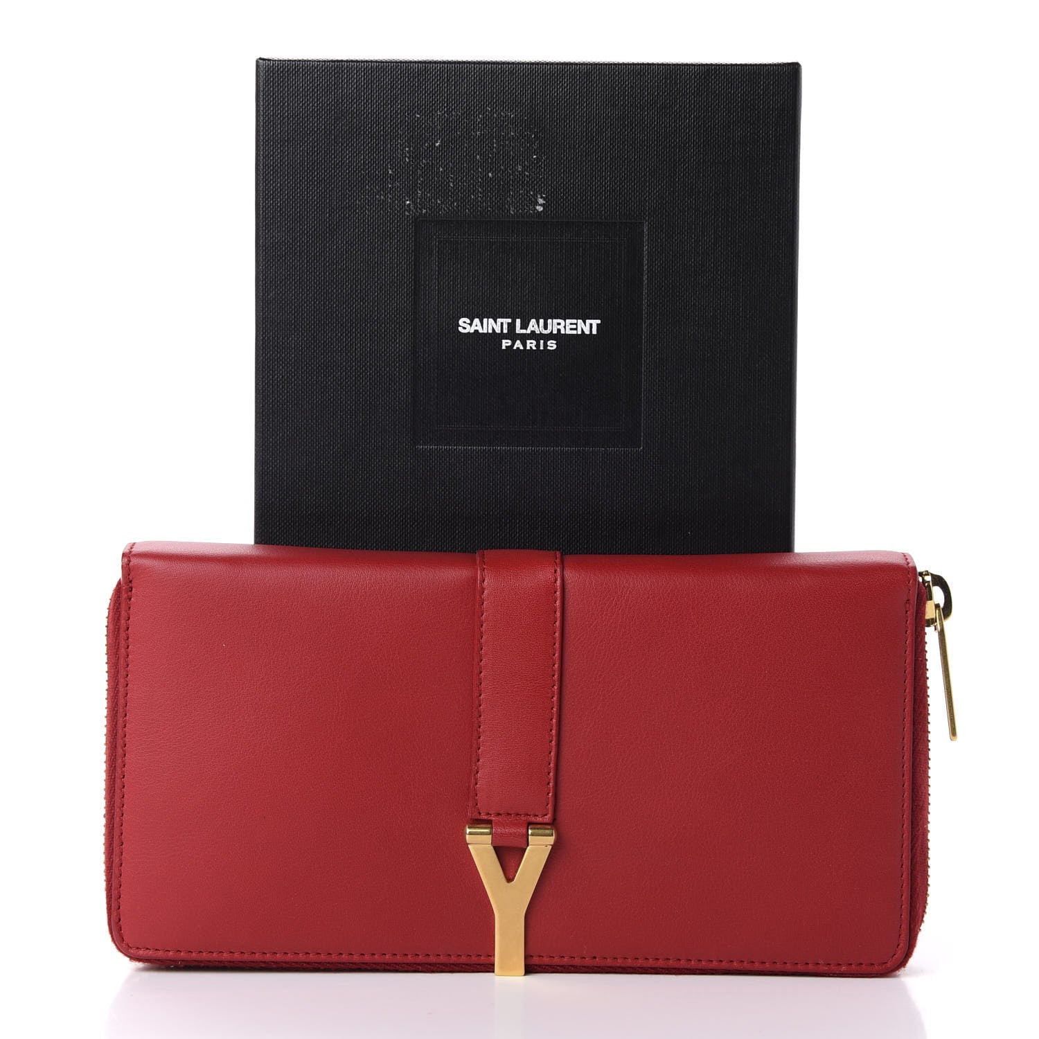 Saint Laurent Calfskin Classic Y Ligne Zip Around Wallet Red 7 of 7