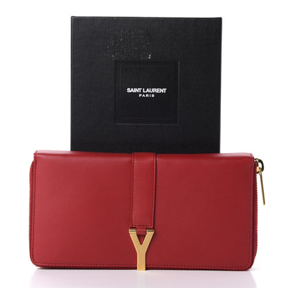 Saint Laurent Calfskin Classic Y Ligne Zip Around Wallet Red 7 of 7