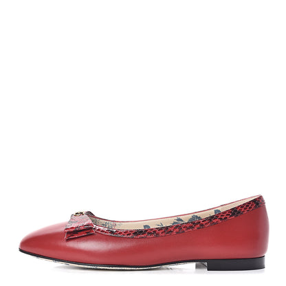 Gucci Malaga Kid Elaphe Yva Ballet Flats 38 Hibiscus Red 1 of 9