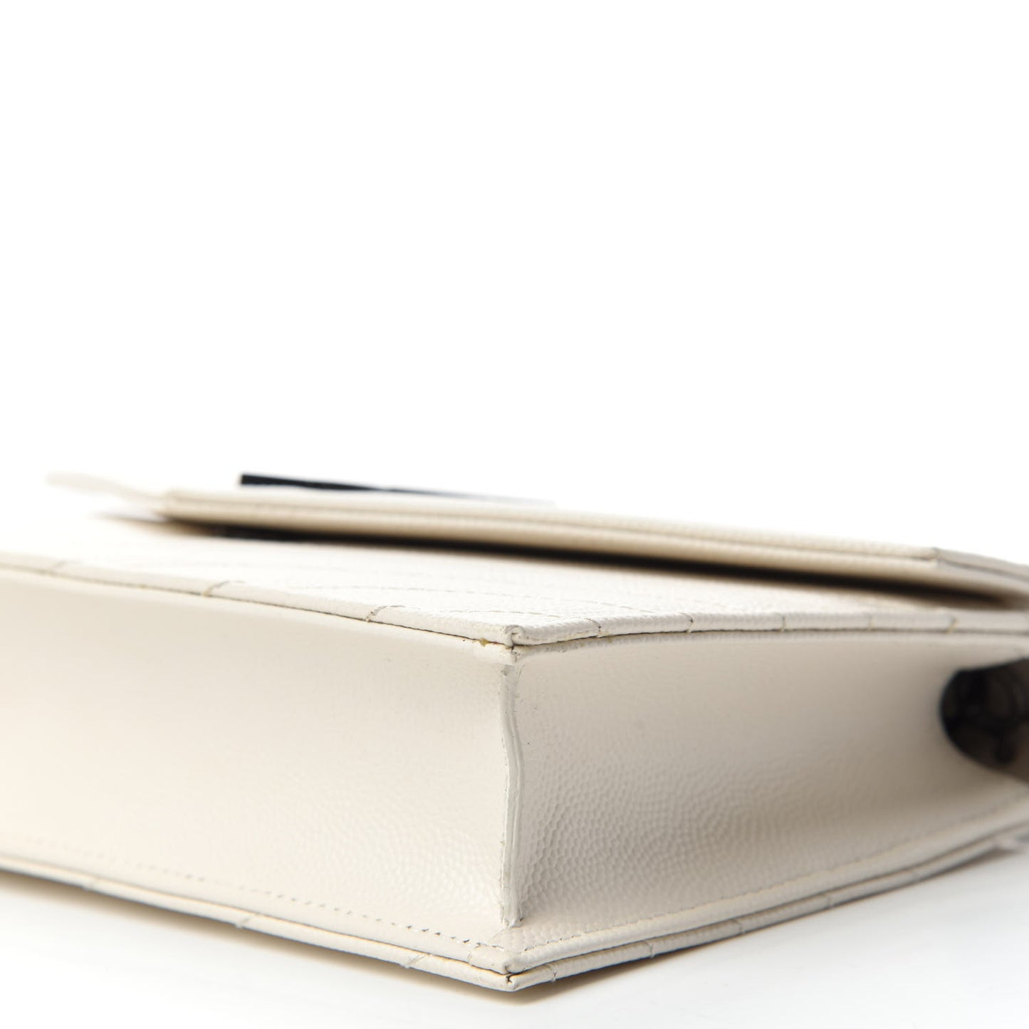 Grain De Poudre Matelasse Chevron Monogram Envelope Chain Wallet Dove White