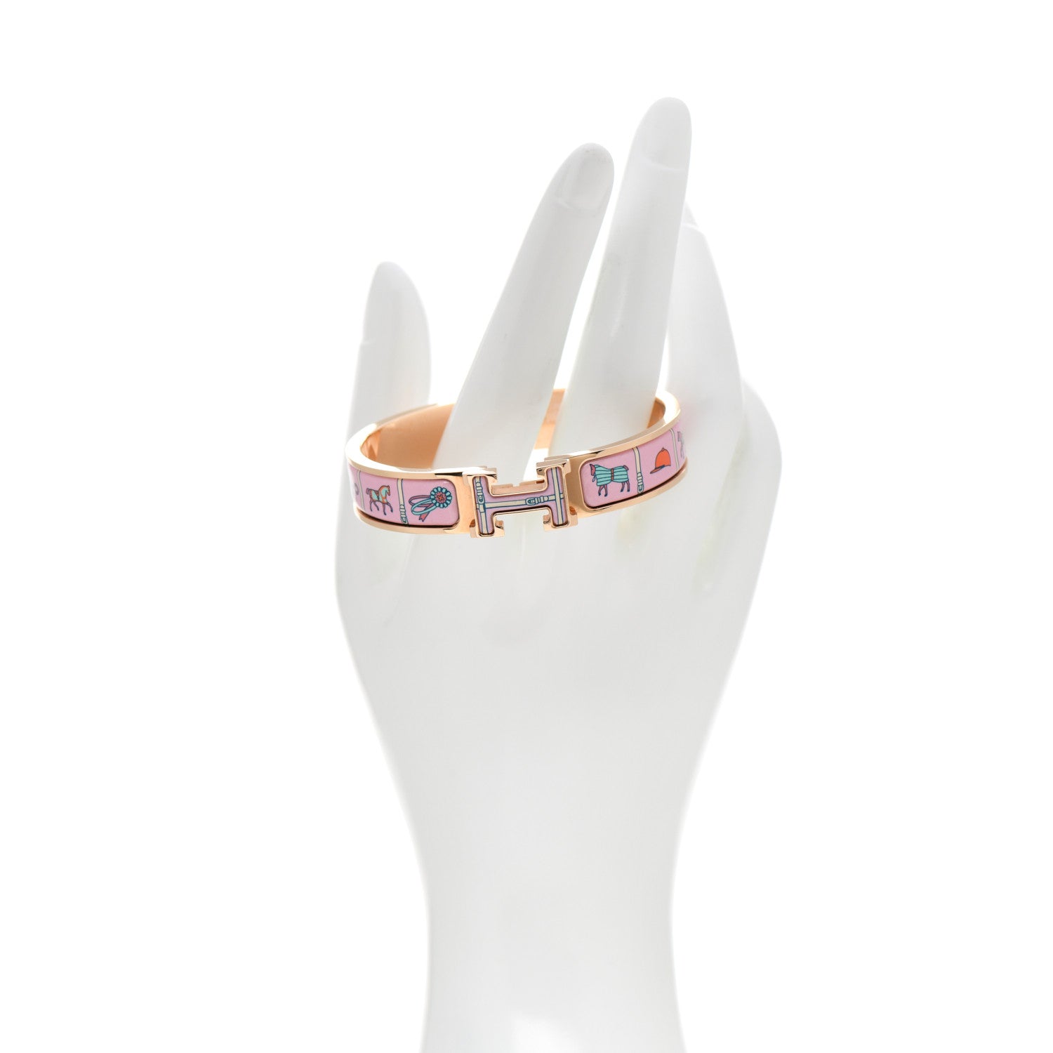 Hermes Enamel Printed Narrow Couvertures et Tenues de Jour Clic Clac H Bracelet PM Color Patch 2 of 6