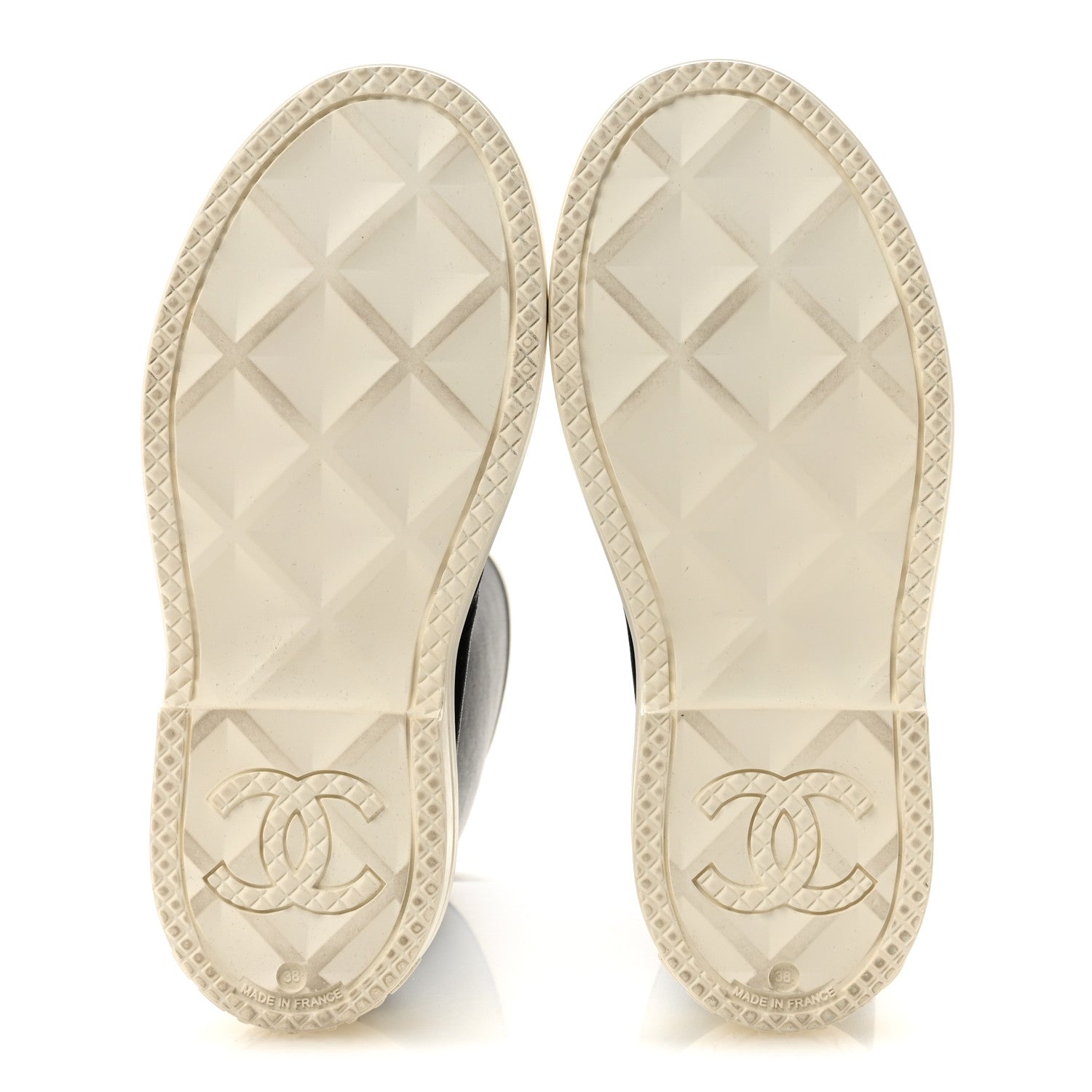 Chanel Caoutchouk CC High Boots 38 Black White 6 of 10