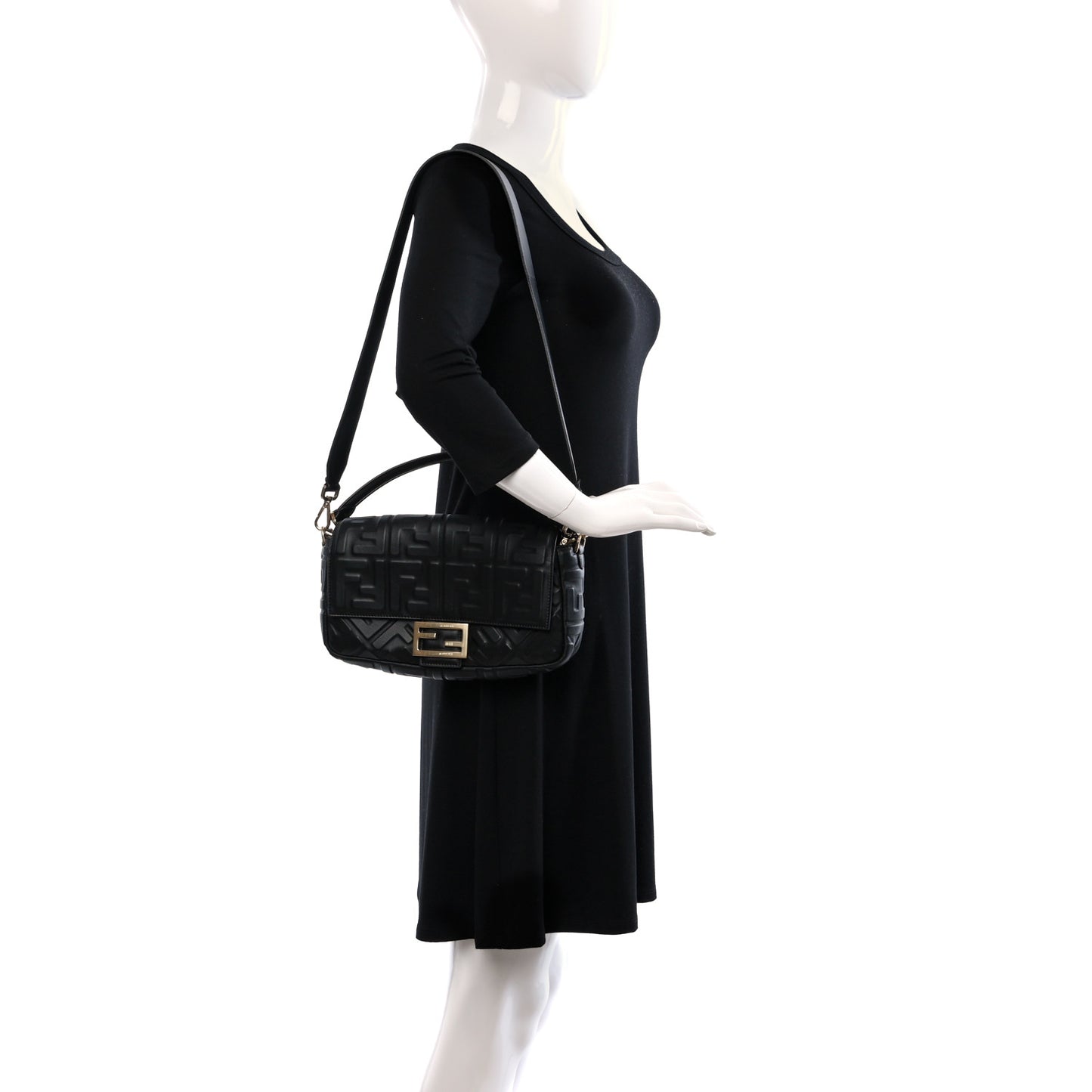 Nappa FF 1974 Embossed Baguette Black