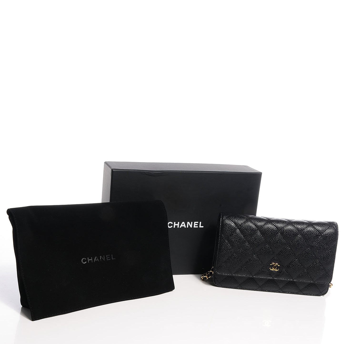 Caviar Quilted Wallet On Chain WOC Black