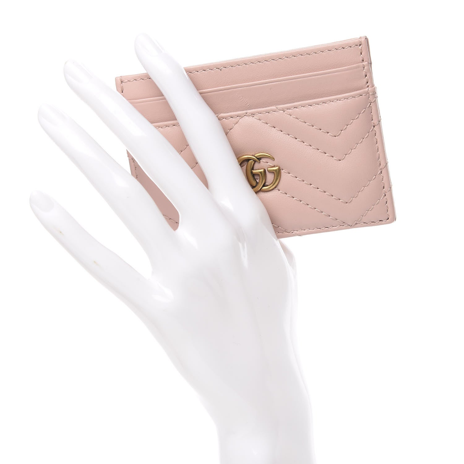 Gucci Calfskin Matelasse GG Marmont Card Holder Perfect Pink 2 of 8