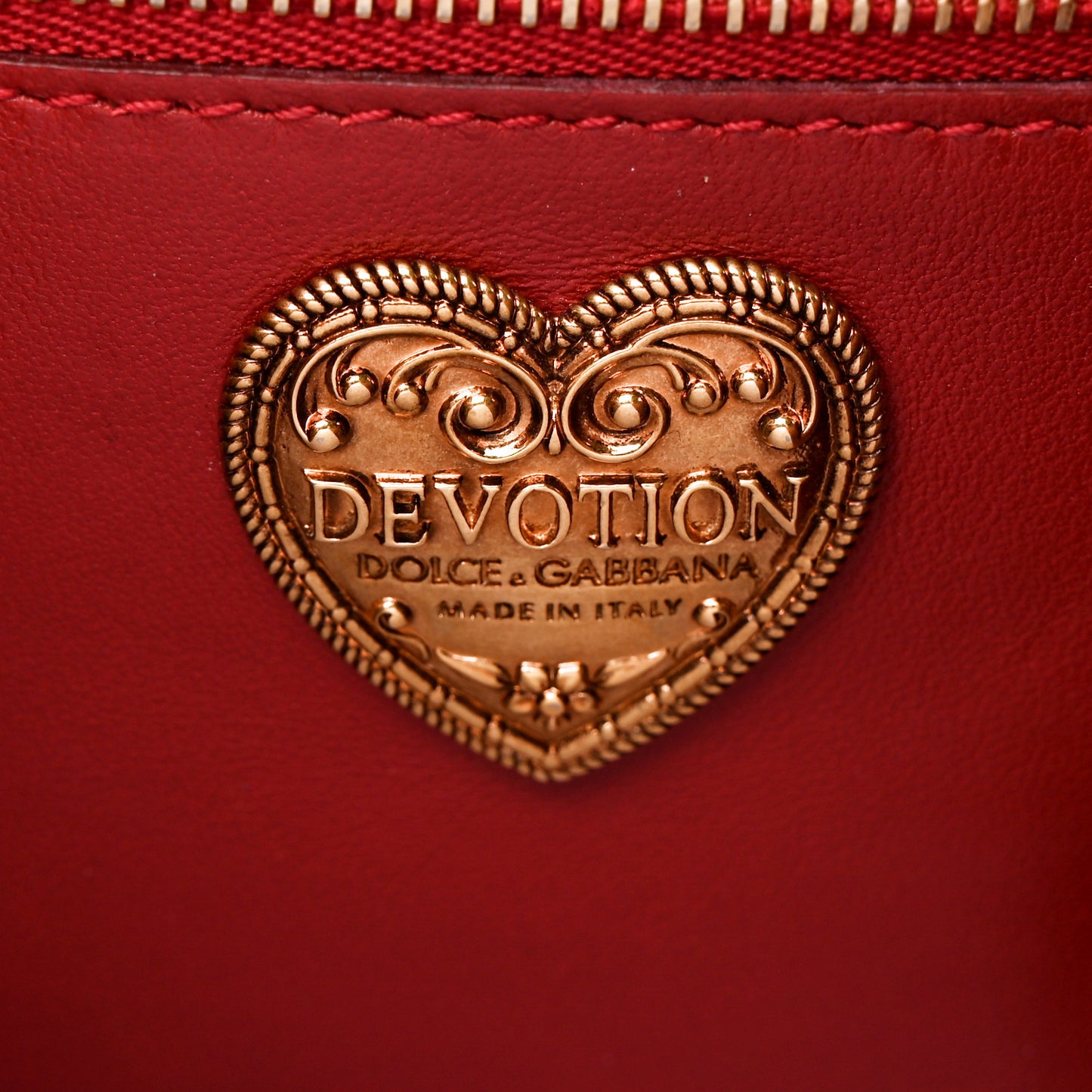 DOLCE GABBANA Calfskin Large Devotion Crossbody Bag Red