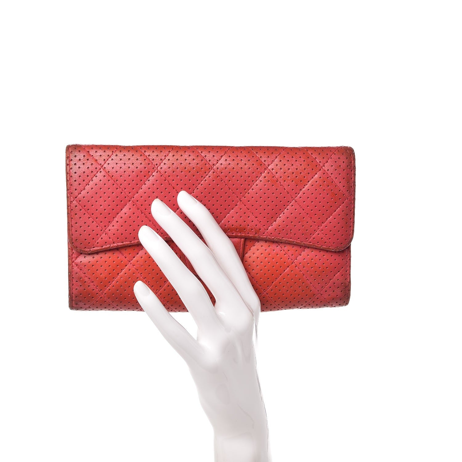 Chanel Perforated Lambskin Quilted Flap Wallet Red 2 of 20