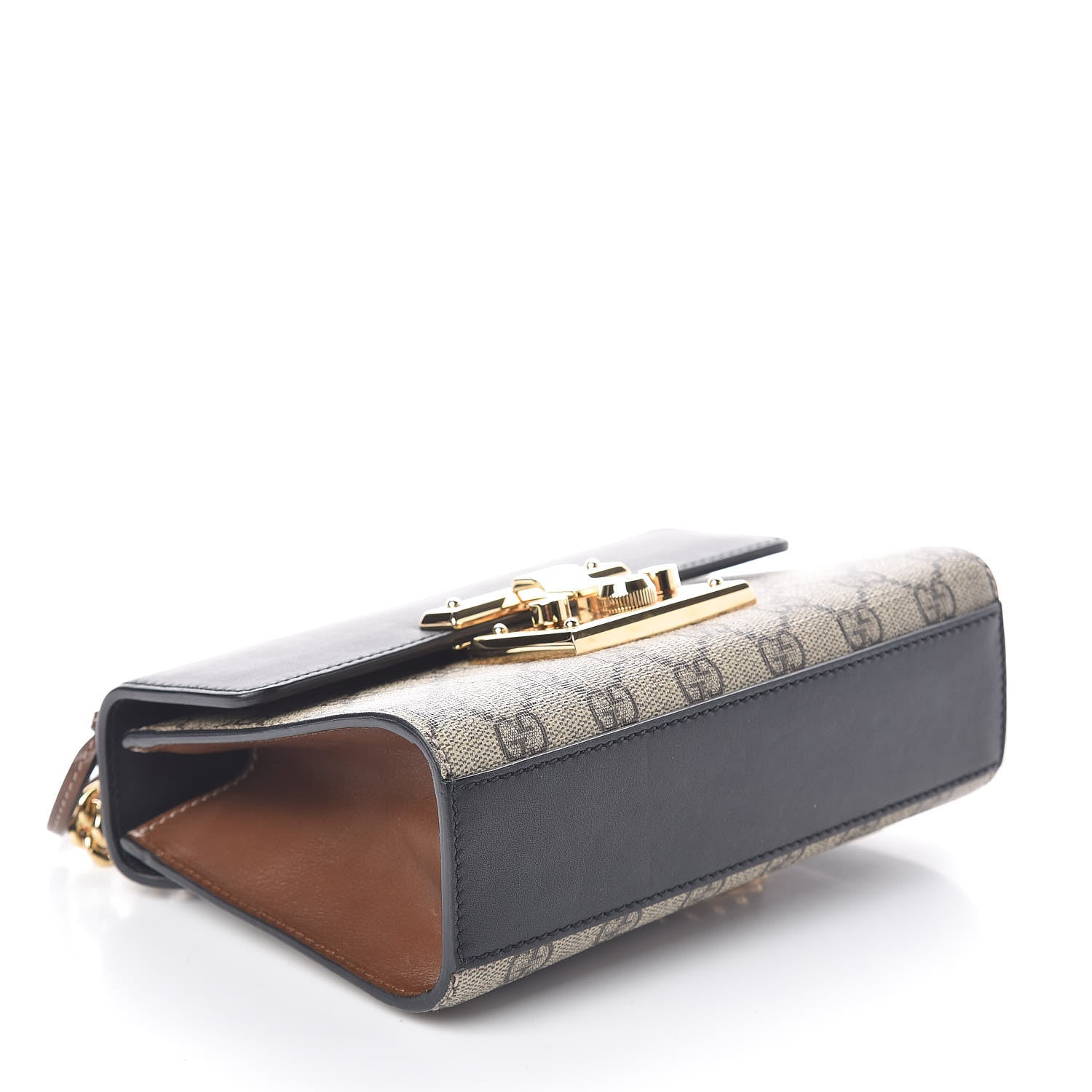 Gucci GG Supreme Monogram Calfskin Small Padlock Shoulder Bag Beige Black Cuir 4 of 11