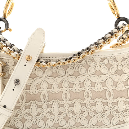 Chanel Calfskin Wool Felt Embossed Small Gabrielle Logo Hobo White 8 of 13