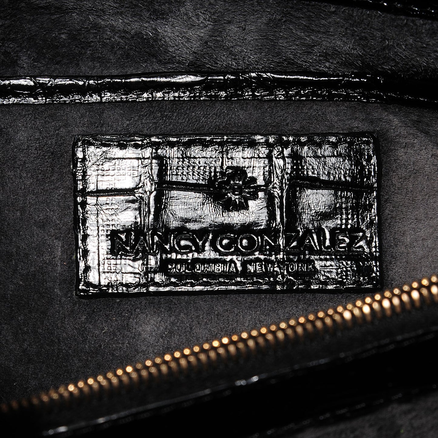 Glossy Crocodile Gotham Flap Clutch Black Shine