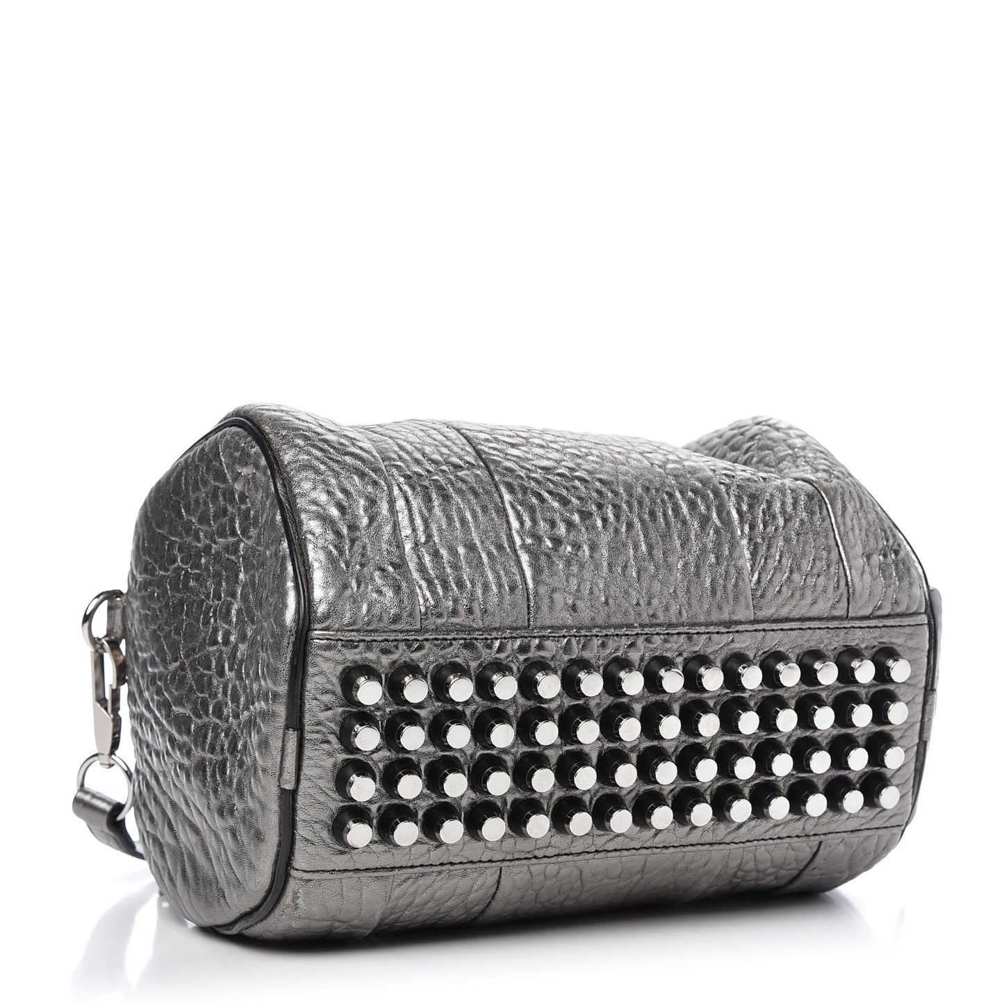 Metallic Pebbled Lambskin Rockie Carbon Silver Hardware