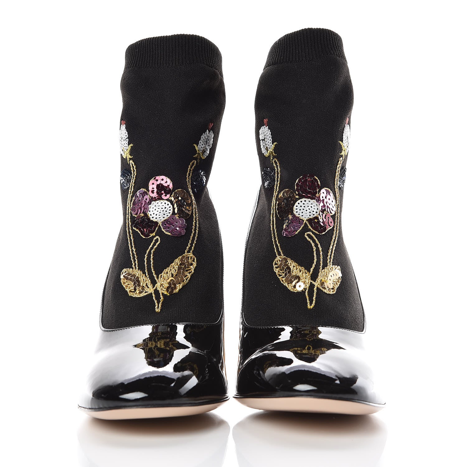 Gucci Patent Calfskin Candy Sock Ankle Boots 40 Black 2 of 9