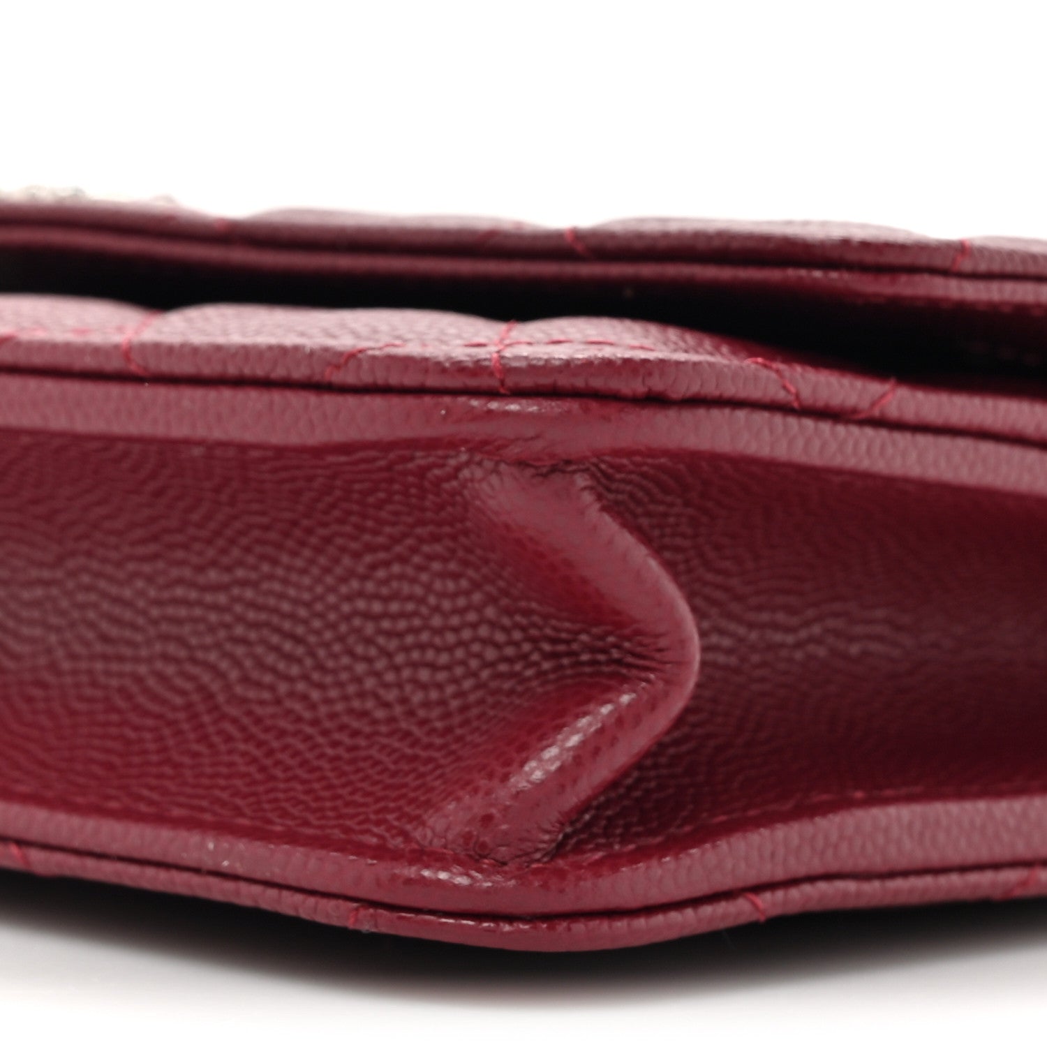 Chanel Caviar Quilted Glass Wallet On Chain WOC Burgundy 10 of 12