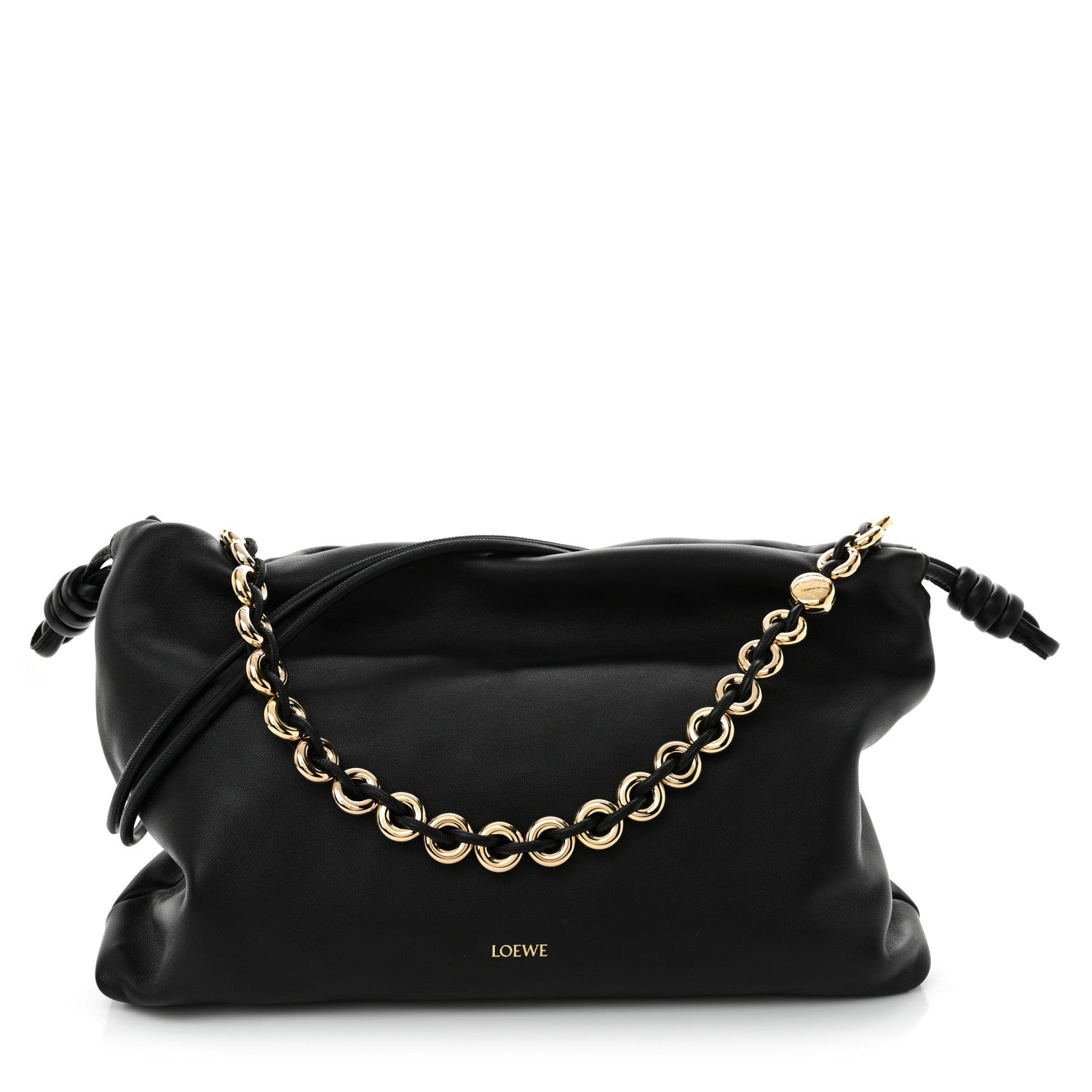 Loewe Mellow Nappa Donut Chain Large Flamenco Knot Clutch Black 1 of 10