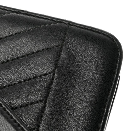 Chanel Lambskin Chevron Quilted Wallet On Chain WOC Black 12 of 13