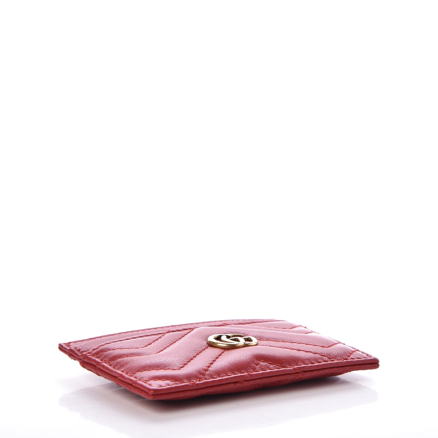 Gucci Calfskin Matelasse GG Marmont Card Holder Hibiscus Red 4 of 7