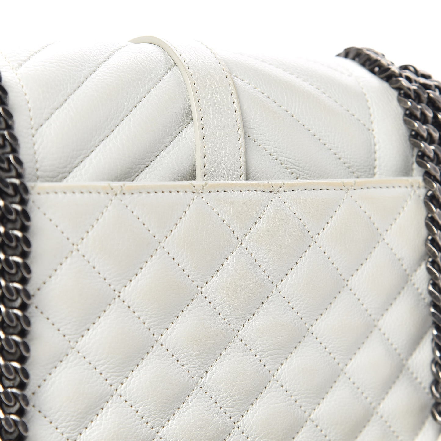 Sheepskin Tri-Quilt Monogram Medium College Bag Dove White