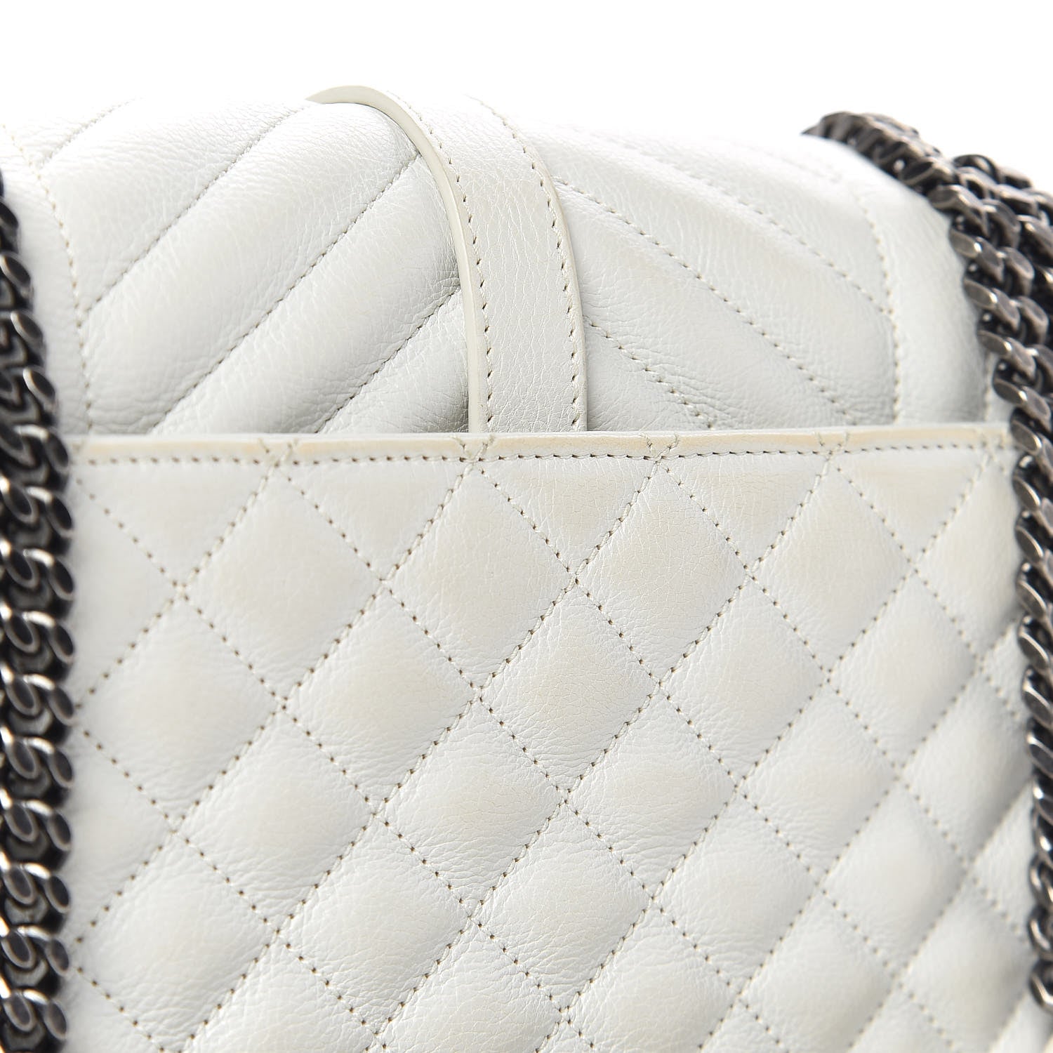 Saint Laurent Sheepskin Tri-Quilt Monogram Medium College Bag Dove White 10 of 14