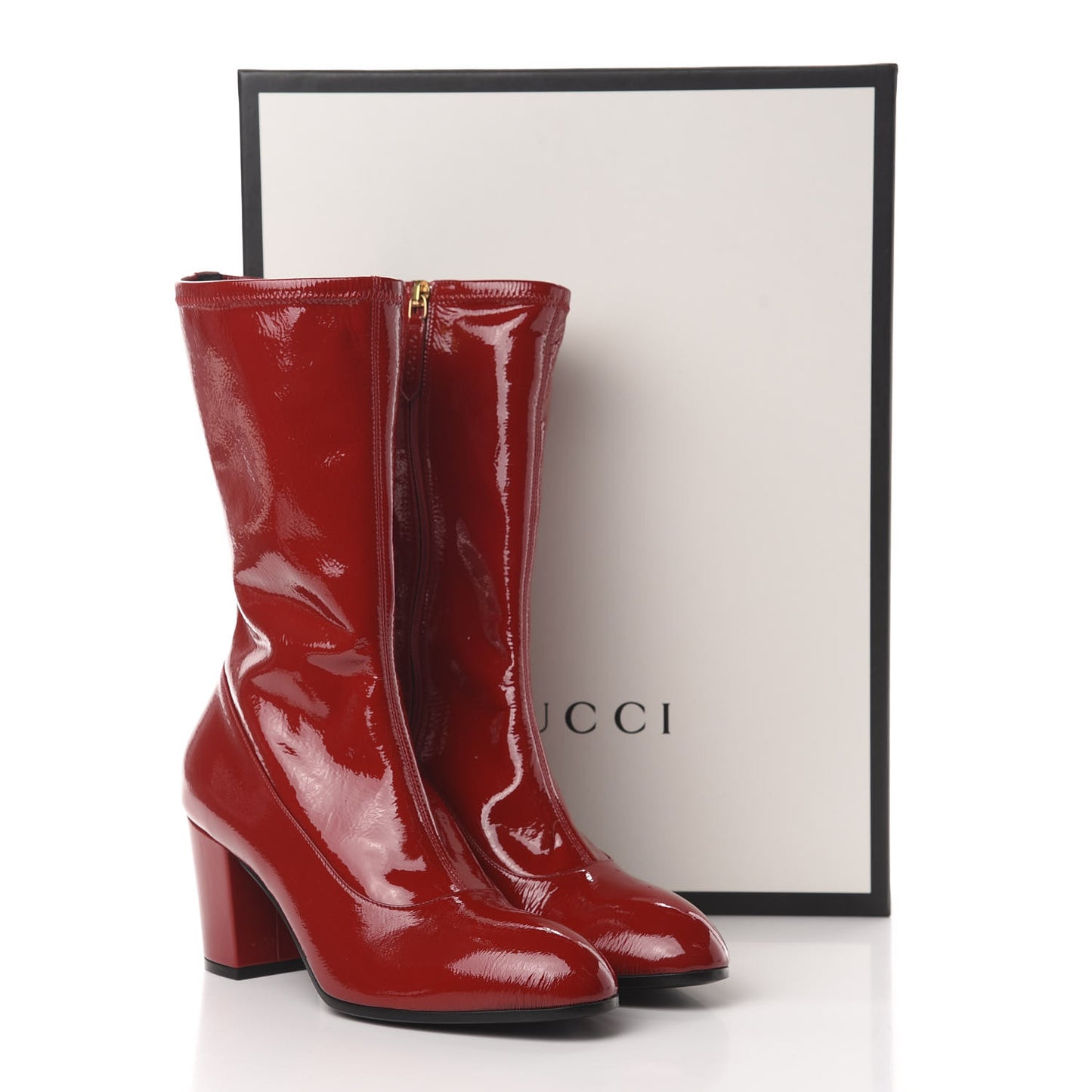 Naplack Patent Printyl Zip Boots 39.5 Hibiscus Red