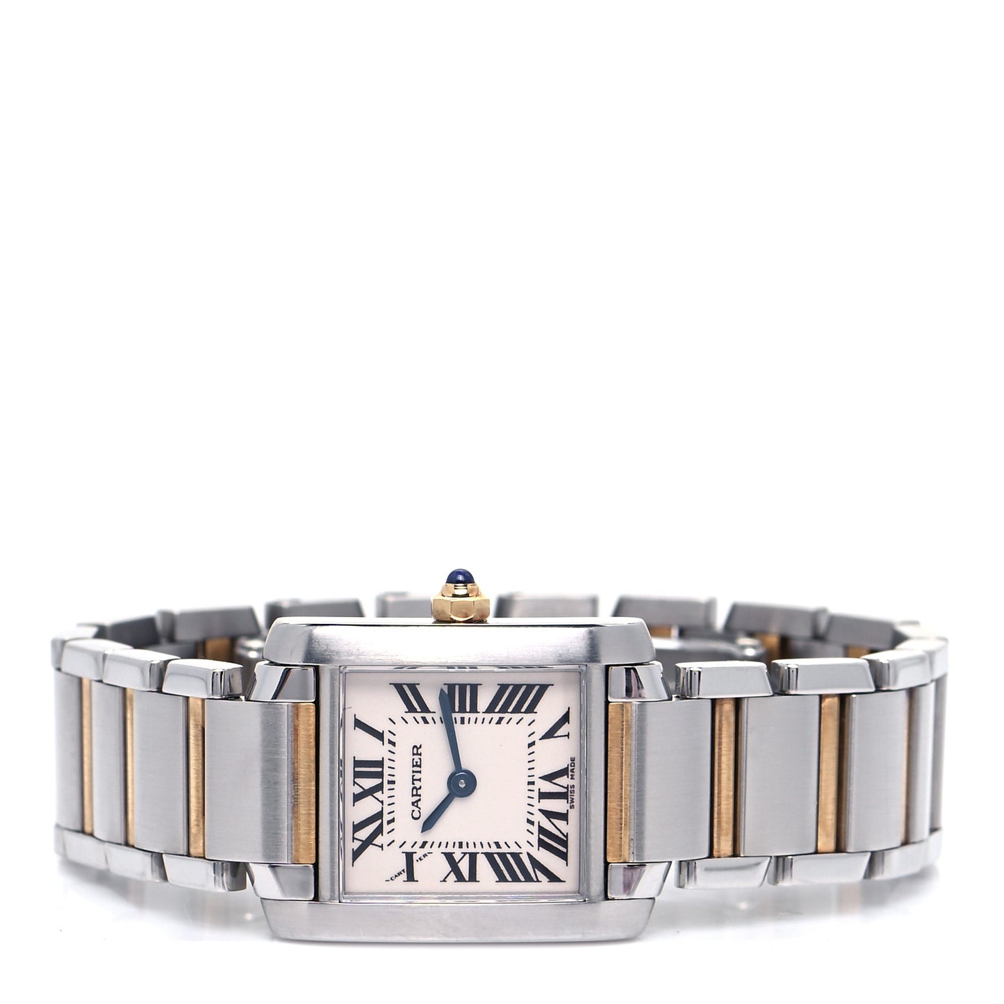 Stainless Steel 18K Yellow Gold 20mm Tank Francaise Quartz Watch