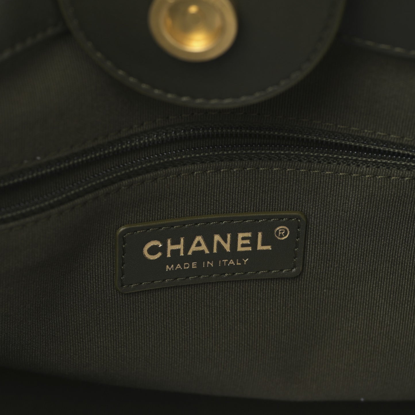 Calfskin Small Deauville Tote Khaki