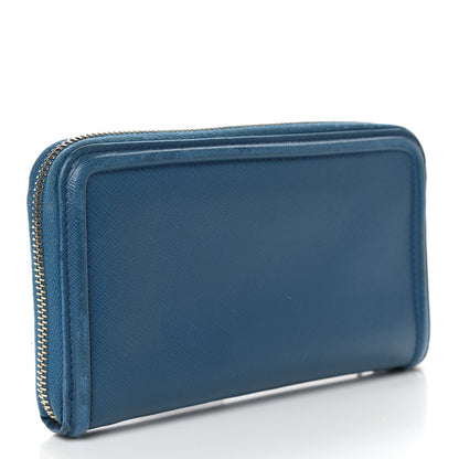 Prada Saffiano Zip Around Wallet Cobalto 3 of 11