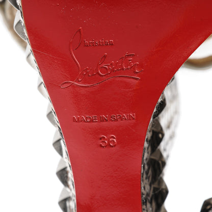 Christian Louboutin Watersnake Print Cataclou 120 Wedge Sandals 36 Roccia Gun Metal 6 of 8