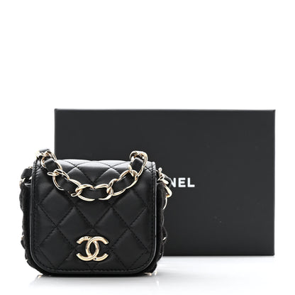 Chanel Calfskin Crochet Embroidered Quilted Mini Clutch with Chain Black 18 of 18