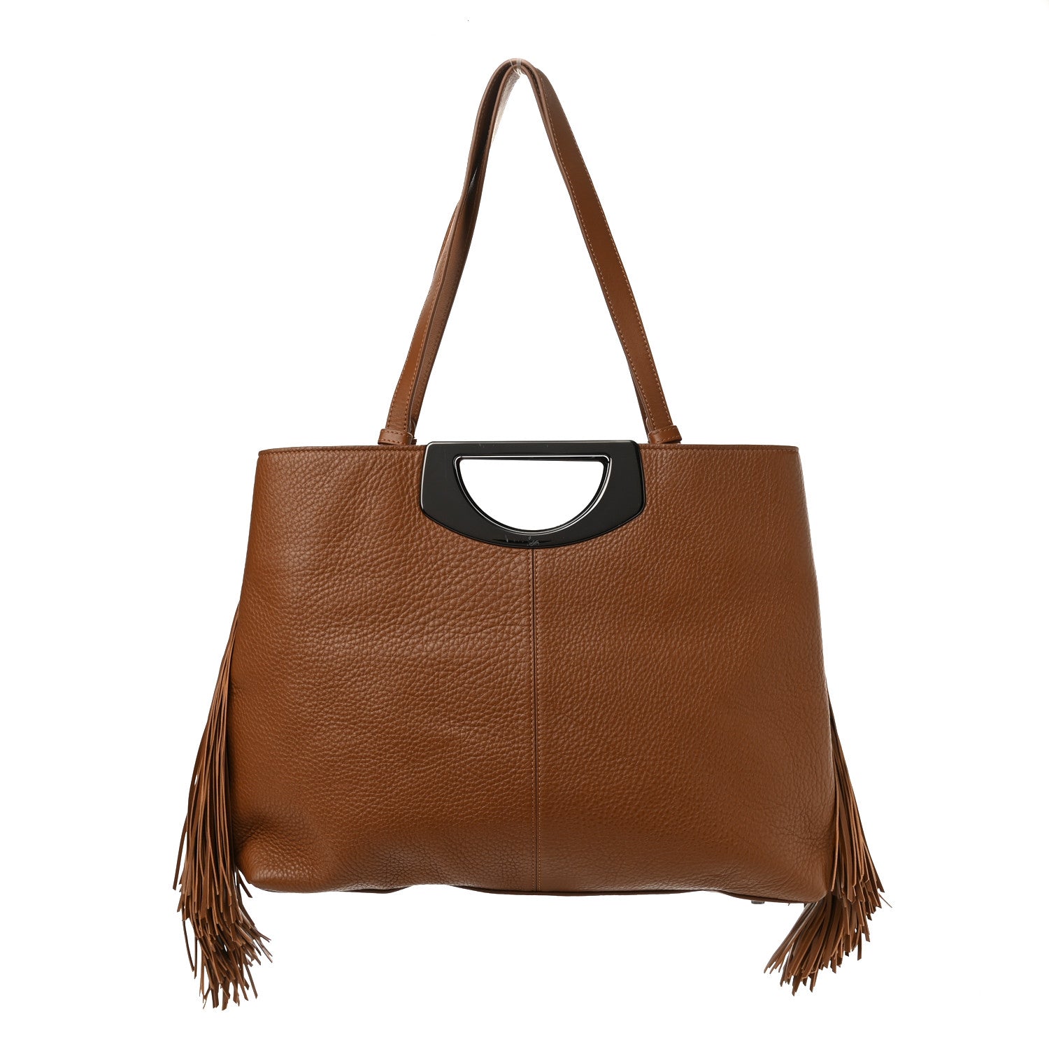 Christian Louboutin Grained Calfskin Passage Fringe Shopping Tote Brown 1 of 10