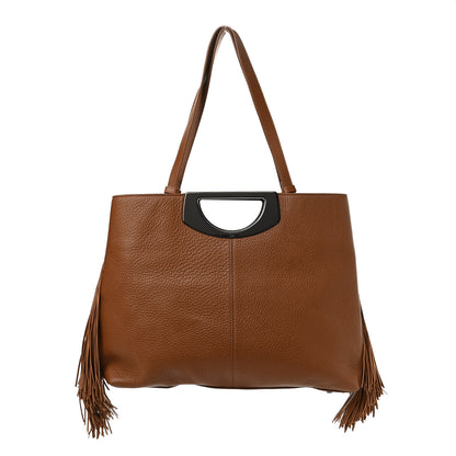 Christian Louboutin Grained Calfskin Passage Fringe Shopping Tote Brown 1 of 10