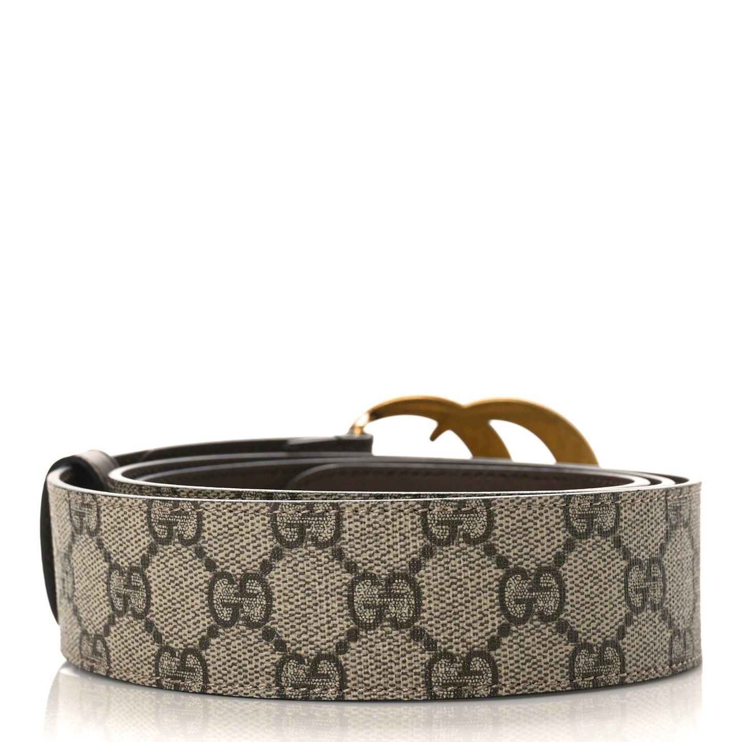 GG Supreme Monogram Matte Plutone Calfskin Double G 40mm Belt 110 44 Beige Ebony New Acero