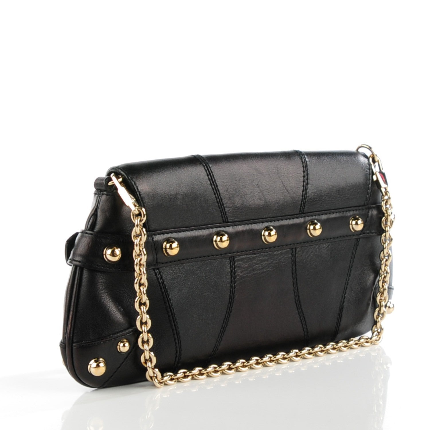 Gucci Calfskin Small Horsebit Chain Clutch Black 3 of 7