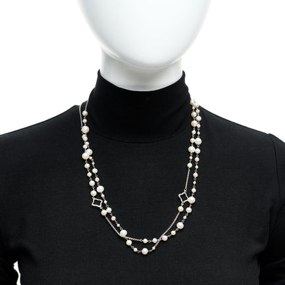 David Yurman Sterling Silver Pearl 7.5mm Quatrefoil Long Chain Necklace 2 of 5