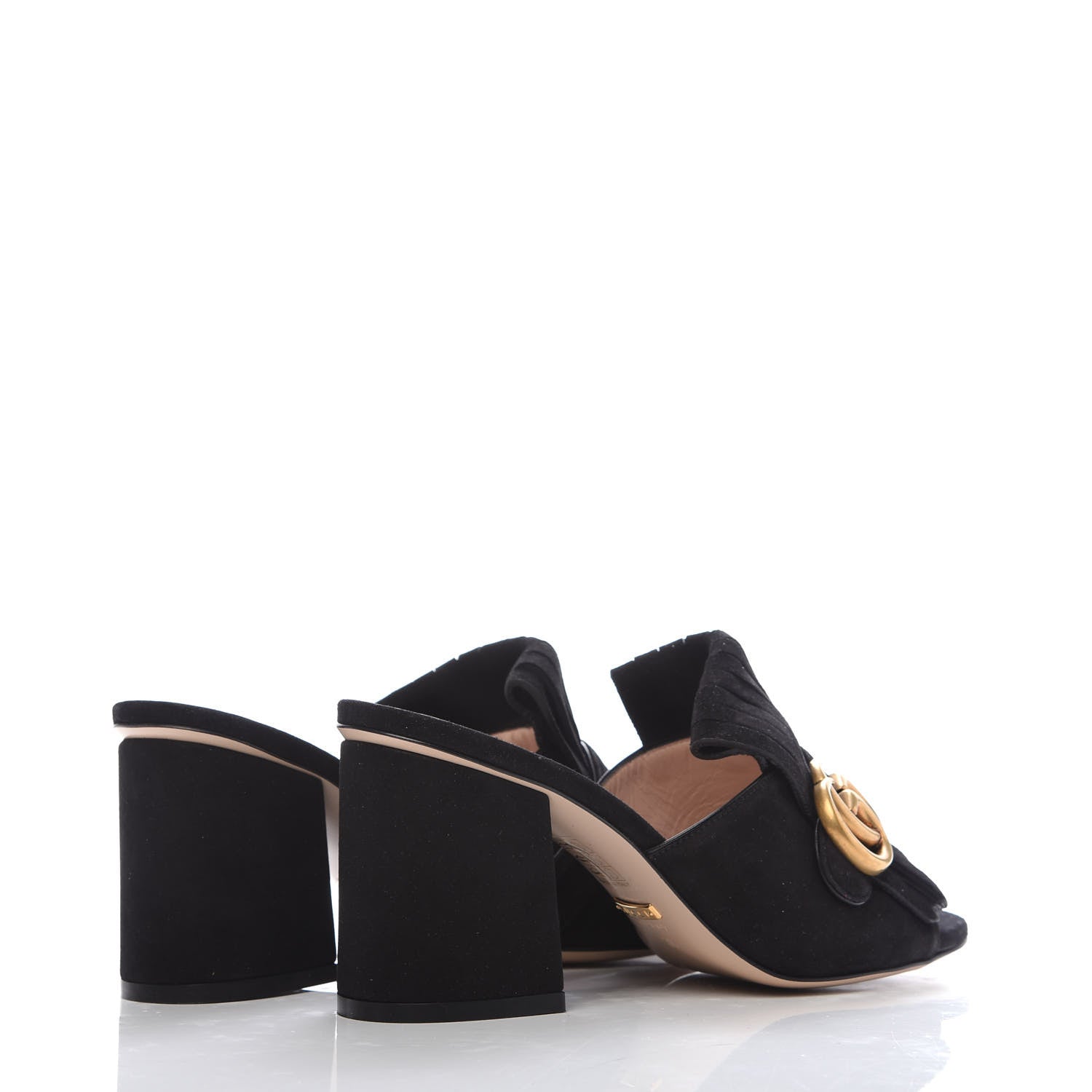 Gucci Kid Scamosciato GG Marmont Fringe 75mm Slide Sandals 36 Black 4 of 8