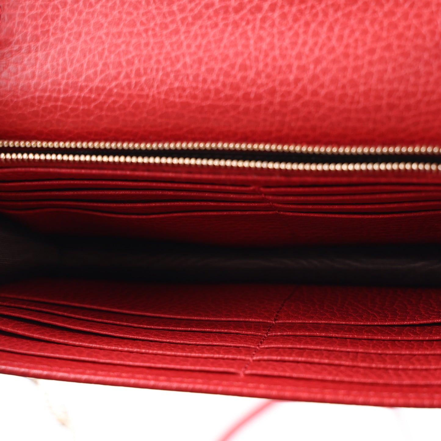 Dollar Calfskin Interlocking G Chain Wallet Red