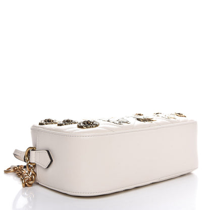 Gucci Calfskin Matelasse Animal Studs Small GG Marmont Chain Shoulder Bag White 4 of 7