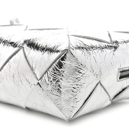 Bottega Veneta Metallic Crinkled Lambskin Maxi Intrecciato Small Cassette Camera Bag Silver 9 of 9