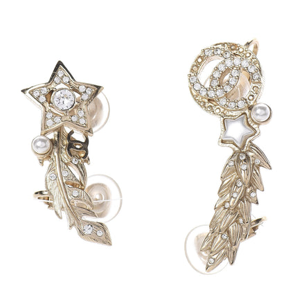 Chanel Feather Star CC Clip On Earrings Gold 1 of 4