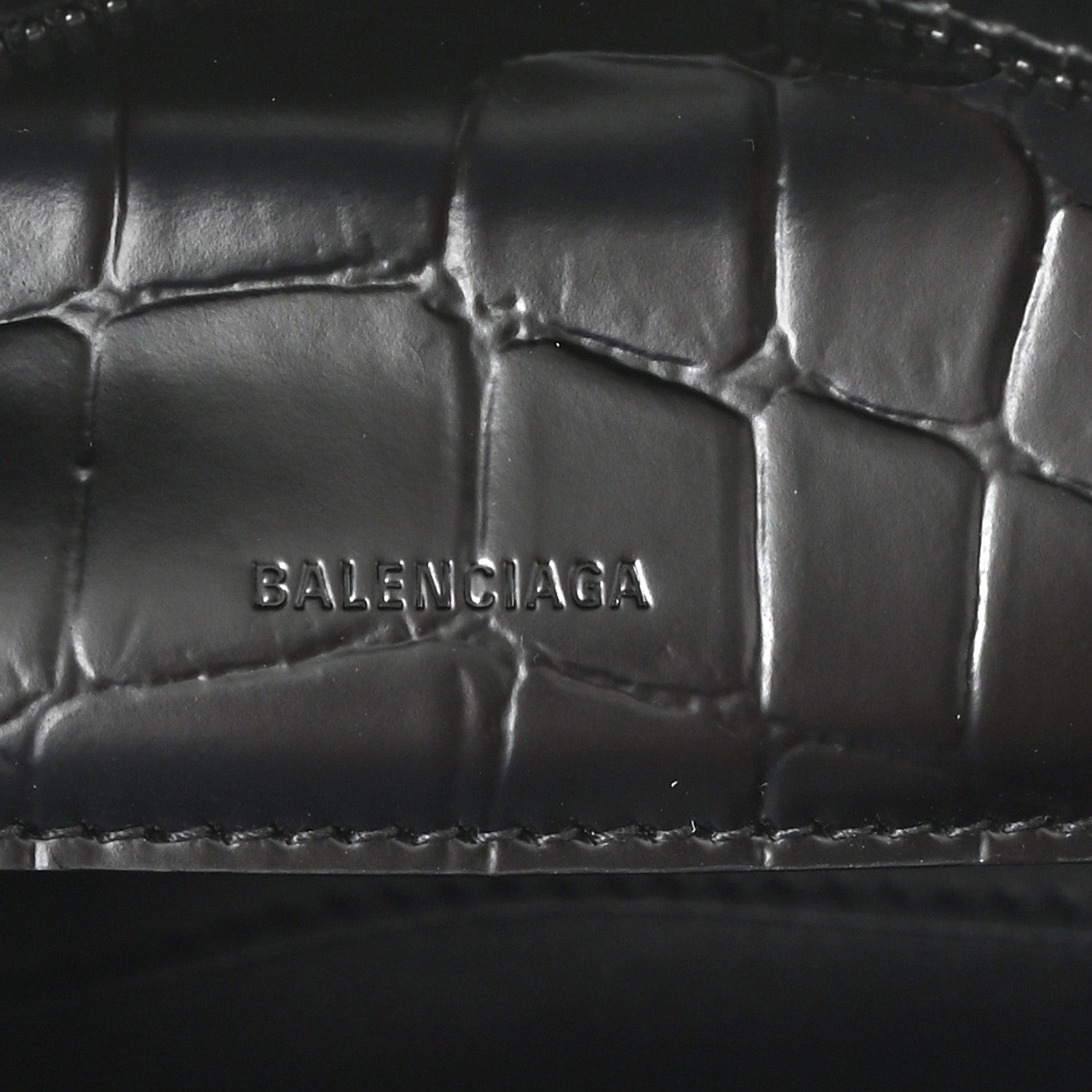 Balenciaga Semi Shiny Calfskin Crocodile Embossed Neo Classic Black Hardware Mini City Black 6 of 8
