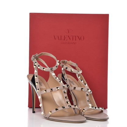 Valentino Garavani Patent Nappa Rockstud Ankle Strap Open Toe 100mm Sandals 40 Black Poudre 10 of 10