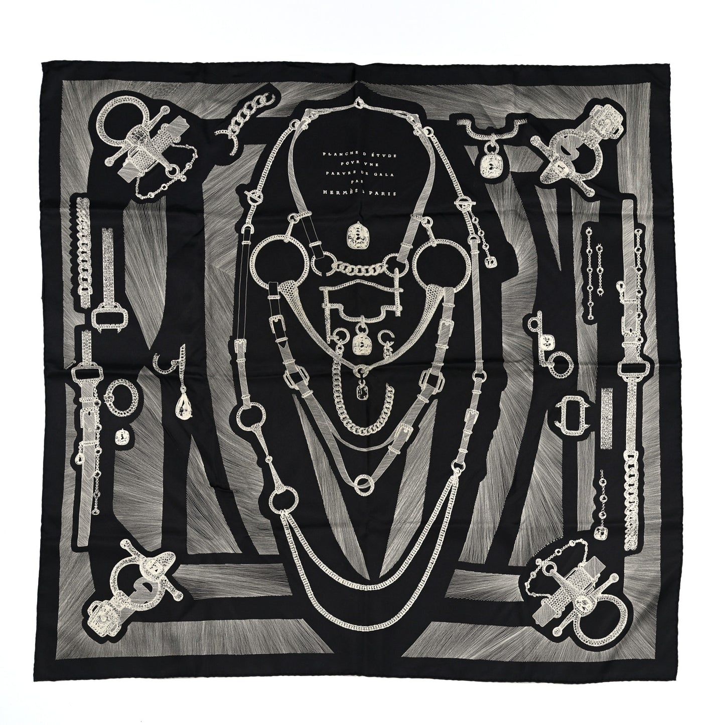 Silk Etude Pour Une Parure De Gala Scarf 90 Black White