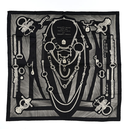 Hermes Silk Etude Pour Une Parure De Gala Scarf 90 Black White 1 of 4