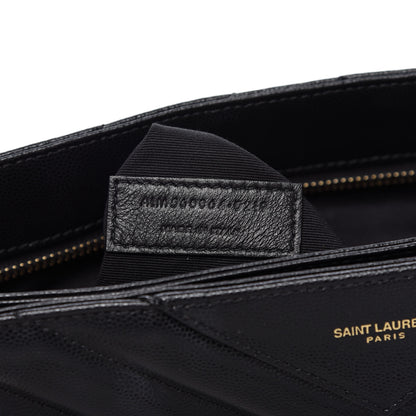 Saint Laurent Grain De Poudre Matelasse Chevron Medium Tribeca Shopping Bag Black 10 of 11